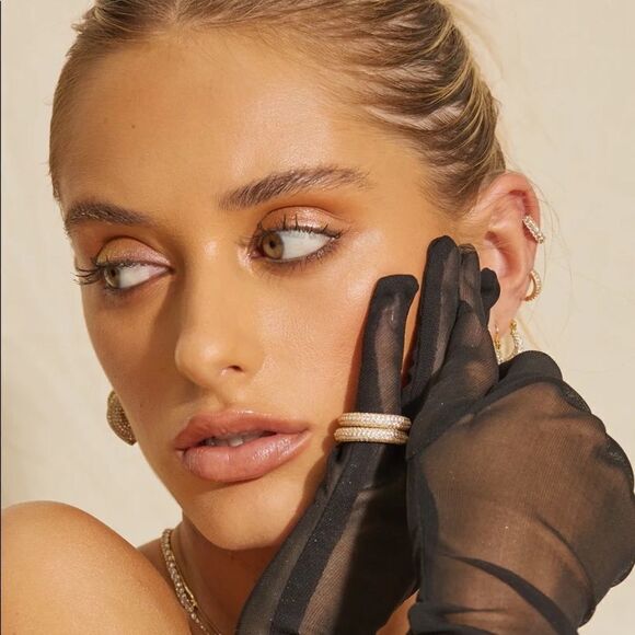 Luv AJ Cubic Zirconia Pave Amalfi Ring In Gold-Tone Size 7 New - Picture 2 of 7